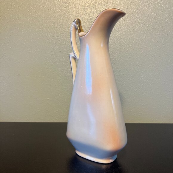 Vintage UCAGCO CHINA Hand Painted Japan Pitcher Vase Purple Flower ~ Gold Edging - Picture 7 of 14